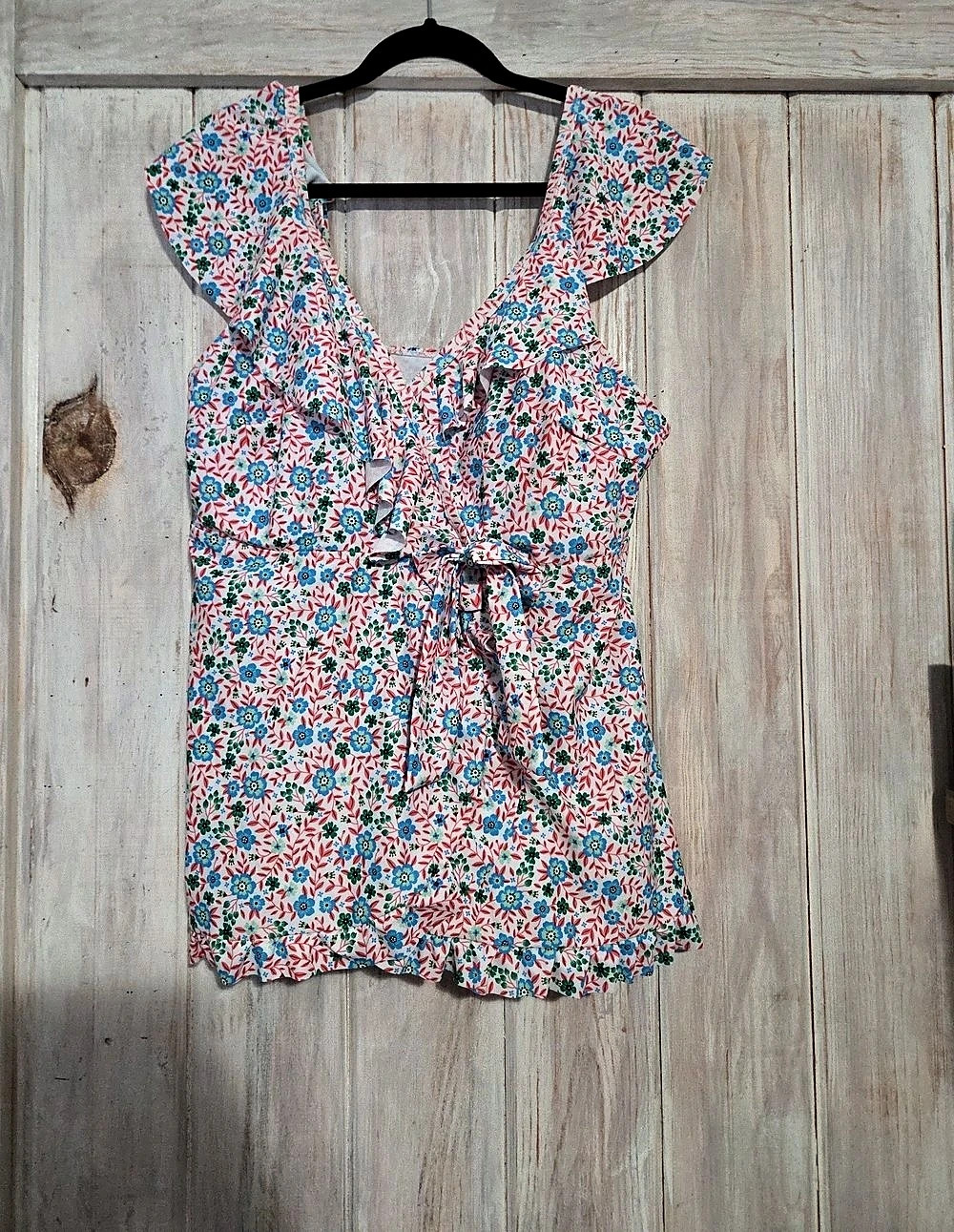 Floral Ruffle Bikini in Pink & Blue Like New